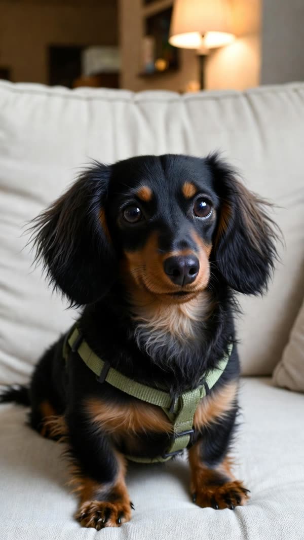 Long-haired dachshund: original photo